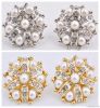 2012 new pearl beads rhinestone silver gold plating clip earrings