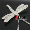 2012 Stainless steel dragonfly necklace with red crystal setting