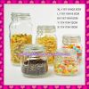 4pcs set clear drum design glass jars with plastic lid