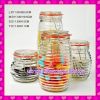4pcs set clear drum design glass jars with plastic lid
