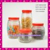 4pcs set clear drum design glass jars with plastic lid