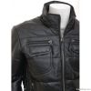 Mens Black Leather Puf...