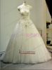 2013 new A-Line tulle lace applique wedding dress real sample