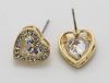Beautiful Shiny Heart Shape Crystal Embedded Rhinestones Edge Stud Earrings