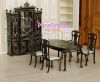 Royal Dollhouse Furniture Kitchen Hutch Cabinet Dining Table Chair Arm