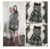 2014 New Spring Summer Silk Polyester Brand Plaid Sleeveless Knee-Length Ladies' Fashion Straight Dress Women' Casual Dresses H011903