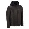 Wholesale Men's Zipper Faux Leather Jacket With Hood