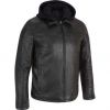 American Style Fashion Mens Leather Hooded Motorcycle Coat and Jacket