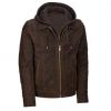 Leather Jacket with Hood/nappa leaher jacket for men