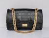 BLACK LAMBSKIN CLASSIC FLAP BAG 2.55 GOLD HW