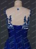 00455 Real picture sheer top lace appliqued 2014 evening dress online shopping