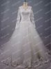 01557 Real picture deep neckline bridal dress long sleeve lace wedding dresses