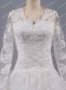 01557 Real picture deep neckline bridal dress long sleeve lace wedding dresses