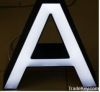 Acrylic luminous letter with black oimage in daytime and white face at