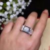 White Moissanite Sterling Silver Couple Ring