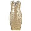 2014 Hot selling gold beads Bandage Dresses evening dress