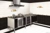 white and black kitchen ceramic wall and floor tiles