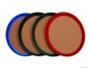 Round laminate and plastic trays with cork