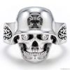 Cool Stainless Steel Gold-Plated Iron Cross German Helmet Skull Ring