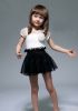 Girl's summer one piece short sleeve dress/black white dress