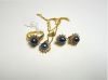 Iridescent Cultured pearl Earring Ring Pendant Jewelry set