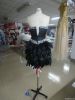 fashion real sample China black short beaded feather prom dresses