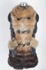 Rabbit fur long vest / coat with fox collar and sheep leather be