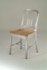 white navy chair with seat cushion