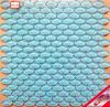 Ice Blue Glass Mosaic, Hand-made Oval Glass Pebbles Mosaic