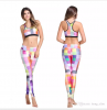 New Fashion Women's Girl's Running Print Yoga Suits Gym Sports Ombre Bra Pants Legging High Waist Fitness Wear 3D Digital Print Bra Leggings