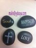 engraved pebble stone, word pebble stone, letterring pebble stone