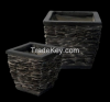 Cement planters with slate and stone for garden flower pots and planters