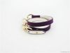 2013 Newest design hottest alloyed chain link snap leather bracelet