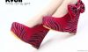 2013 women's spring summer shoes mei red velvet bow fashion zebra prin