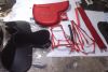 Genuine imported material status synthetic saddle set with jumping saddle pad,bareback pad,girth,pvc bridle,pp bridle and breast plate,plastic stirrups and steel bits,bandages