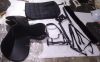 Genuine imported material endurance saddle set with saddle pad,girth,pvc bridle and breast plate,plastic stirrups and steel bits