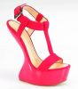 2013 New Sexy Fashion Red T Style Woman High Heel Summer Wedges Sandals Party Shoe