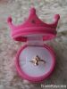 cute princess crown pink flocking jewelry box