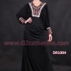Black Velvet Jalabiya Bat Sleeve Kaftan Embroidery Dubai Caftan Dress