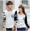 2014 fashion plain cotton raglan contrast color t shirt for couple
