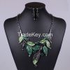 Vintage style necklace gathering leaf leaves necklace earrings MD-1414