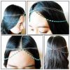 Hair Chain Accessory, Silver Chain with Turquoise Beads, Head Chain, Layered Hair Chain, Hair Jewelry. JH1006