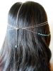 Hair Chain Accessory, Silver Chain with Turquoise Beads, Head Chain, Layered Hair Chain, Hair Jewelry. JH1006