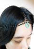 Hair Chain Accessory, Black Onyx with Turquoise Beads, Head Chain, Head Piece, Hair Jewelry. JH1005