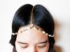 Hair Chain Accessory, Gold Chain with Pearls and Crystal Beads, Head Chain, Head Piece, Hair Jewelry. JH1004