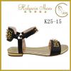 Holywin 2014 new design gold metal heel studs black women sandals