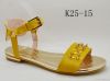 Holywin 2014 new design gold metal heel studs black women sandals