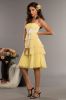 New Design Chiffon Yellow  With Sash Tiered Bridesmaid Dress