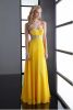 New Design Chiffon Yellow Empire Beads Floor Length Evening Dress