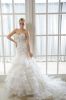 Heavy Beaded Satin Bodice Ruched & Layered Organza Fishtail Dress RE13103